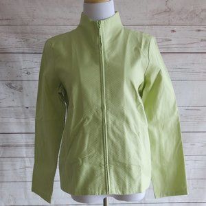 Eileen Fisher Full Zip Green Cardigan Sweater Jacket - Size Petite Medium